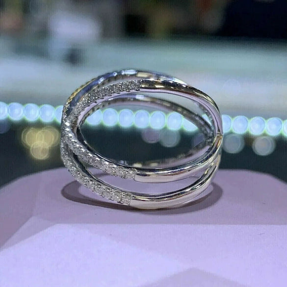 Women's Copper Geometric Zirconia Ring For Daily Fashion Matching