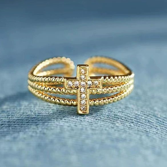 Women's Copper Geometric Zirconia Style Ring