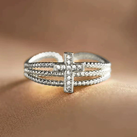 Women's Copper Geometric Zirconia Style Ring