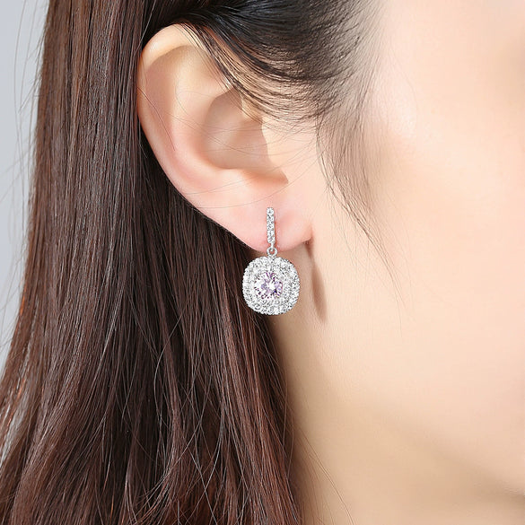 Women's Copper Geometry Earrings With Electroplated Finish And 3A Zircon Fashion Banquet Jewelry