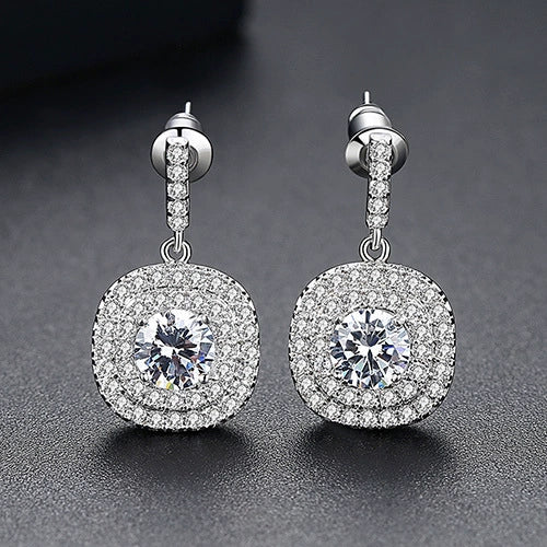 Women's Copper Geometry Earrings With Electroplated Finish And 3A Zircon Fashion Banquet Jewelry