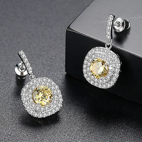Women's Copper Geometry Earrings With Electroplated Finish And 3A Zircon Fashion Banquet Jewelry