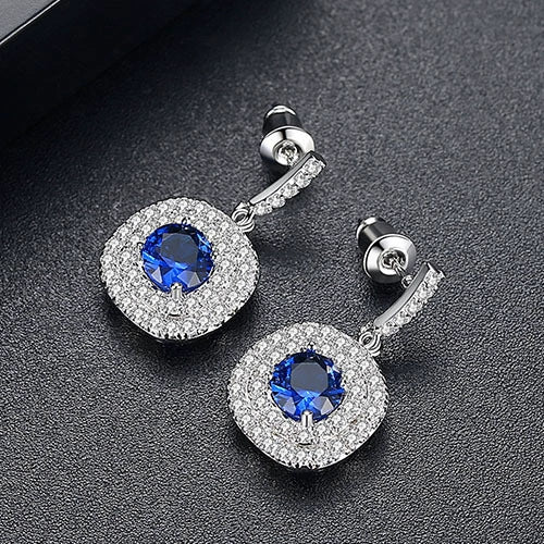 Women's Copper Geometry Earrings With Electroplated Finish And 3A Zircon Fashion Banquet Jewelry
