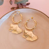 Women's Copper Ginkgo Leaf Hoop Pendant Earrings Electroplated Simple Style