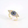 Women's Copper Gold Inlaid Micro Paved Zircon Eye Ring Geometric Ins Style Fashion Statement Ring