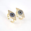 Women's Copper Gold Inlaid Micro Paved Zircon Eye Ring Geometric Ins Style Fashion Statement Ring