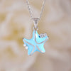 Women's Copper Gold Plated Animal Zodiac Starfish Pendant Necklace With Mixed Gemstone Setting And O Word Chain