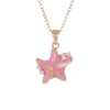 Women's Copper Gold Plated Animal Zodiac Starfish Pendant Necklace With Mixed Gemstone Setting And O Word Chain