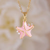 Women's Copper Gold Plated Animal Zodiac Starfish Pendant Necklace With Mixed Gemstone Setting And O Word Chain