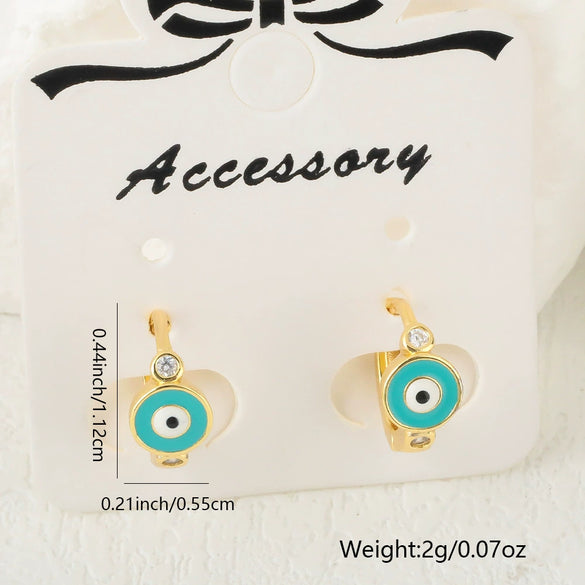 Women's Copper Gold Plated Geometric Evil Eye Earrings Jewelry