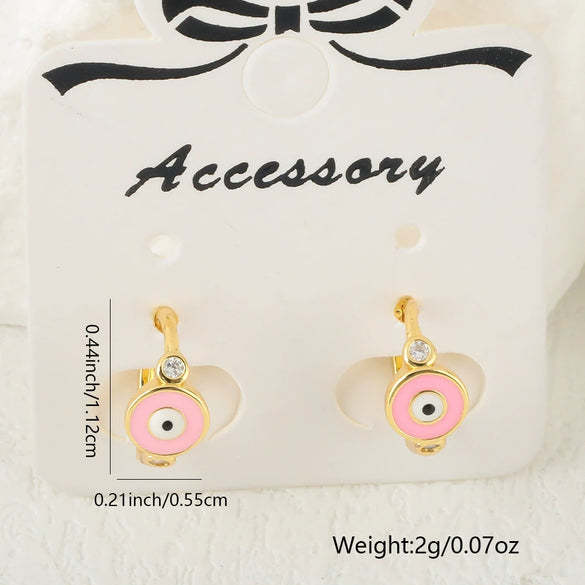 Women's Copper Gold Plated Geometric Evil Eye Earrings Jewelry