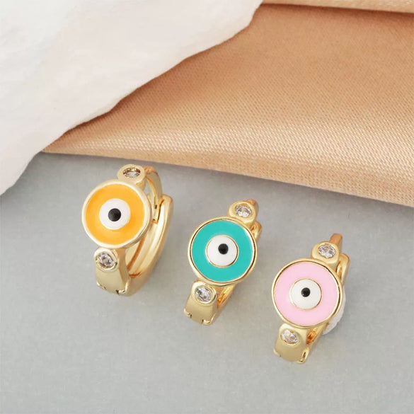 Women's Copper Gold Plated Geometric Evil Eye Earrings Jewelry