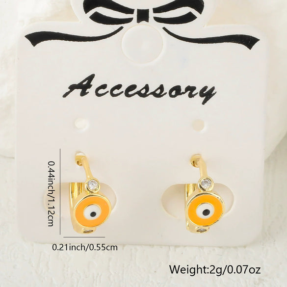 Women's Copper Gold Plated Geometric Evil Eye Earrings Jewelry