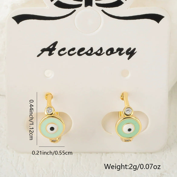 Women's Copper Gold Plated Geometric Evil Eye Earrings Jewelry
