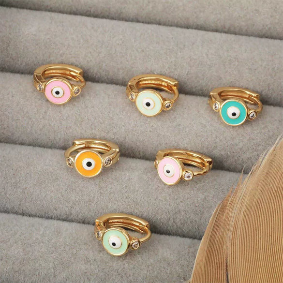 Women's Copper Gold Plated Geometric Evil Eye Earrings Jewelry