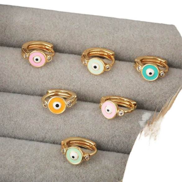 Women's Copper Gold Plated Geometric Evil Eye Earrings Jewelry