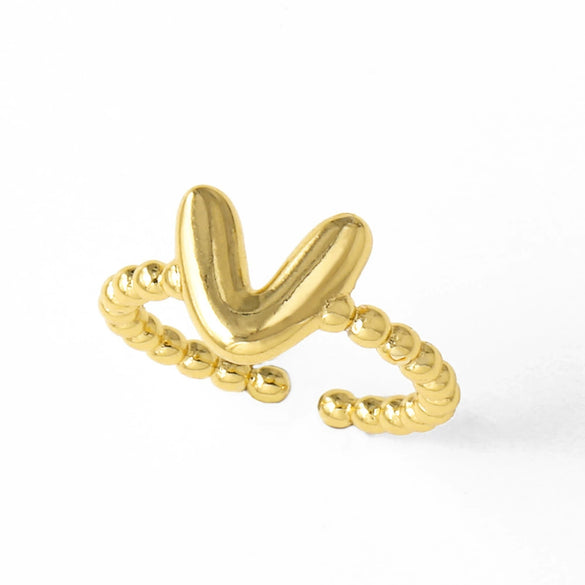 Women's Copper Gold Plated Geometric Letter Open Ring