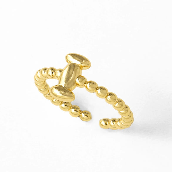Women's Copper Gold Plated Geometric Letter Open Ring
