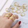 Women's Copper Gold Plated Geometric Letter Open Ring