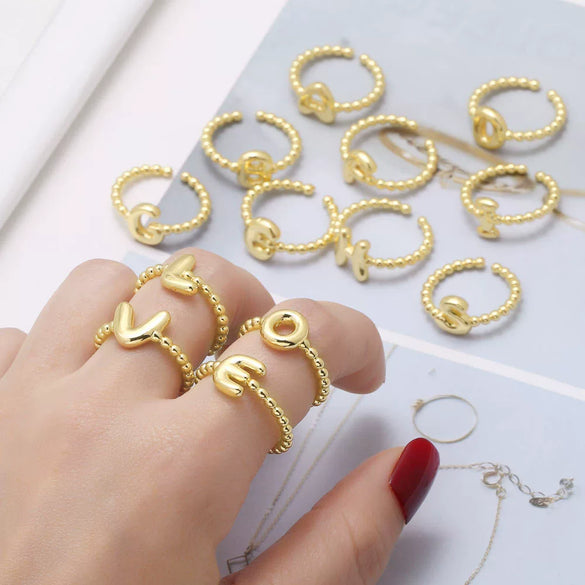 Women's Copper Gold Plated Geometric Letter Open Ring