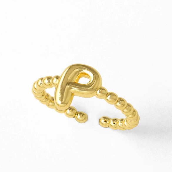 Women's Copper Gold Plated Geometric Letter Open Ring