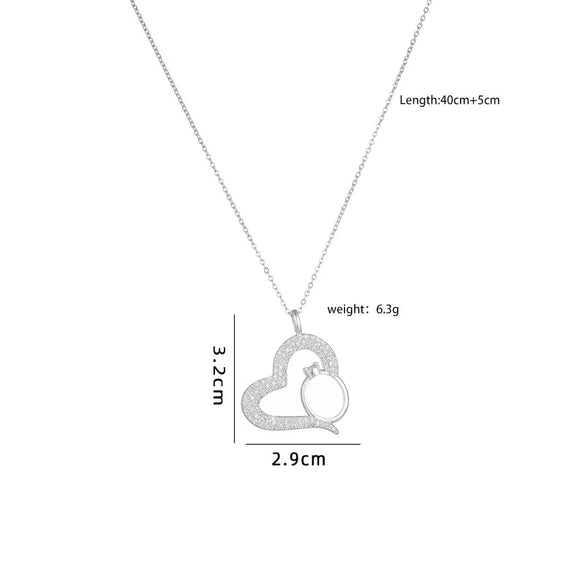 Women's Copper Gold Plated Heart Shape Mixed Gemstone Inlay Zircon Necklace O Chain Light Luxury Style