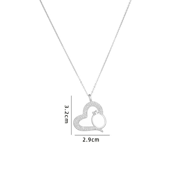 Women's Copper Gold Plated Heart Shape Mixed Gemstone Inlay Zircon Necklace O Chain Light Luxury Style
