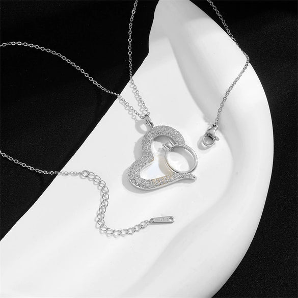 Women's Copper Gold Plated Heart Shape Mixed Gemstone Inlay Zircon Necklace O Chain Light Luxury Style