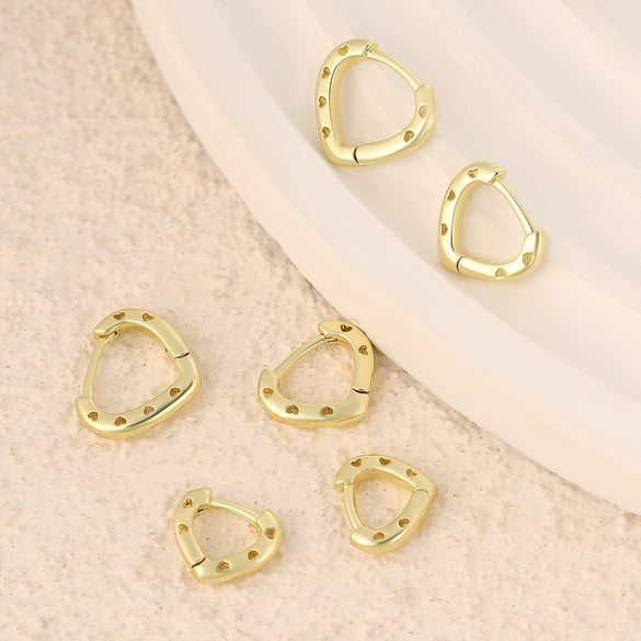 Women's Copper Golden Colorpreserving Plated Minimalist Hollow Heart Shape Geometric Style Earrings