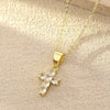 Women's Copper Goldplated Diamondencrusted Cross Minimalist O Chain Necklace