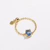 Women's Copper Goldplated Geometric Oval Stretch Ring With Zirconia Design