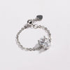 Women's Copper Goldplated Geometric Oval Stretch Ring With Zirconia Design