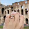 Women's Copper Goldplated Geometric Oval Stretch Ring With Zirconia Design