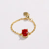 Women's Copper Goldplated Geometric Oval Stretch Ring With Zirconia Design
