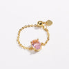 Women's Copper Goldplated Geometric Oval Stretch Ring With Zirconia Design