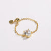 Women's Copper Goldplated Geometric Oval Stretch Ring With Zirconia Design
