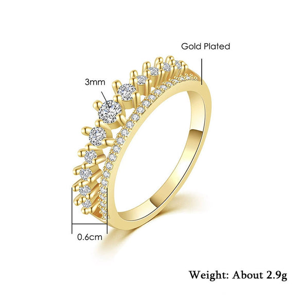 Women's Copper Goldplated Ring With Geometric Zircon Design