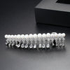 Women's Copper Hairpin With Water Drop Zircon Pearl And Tassel Details Elegant Fashion Word Clip Hair Accessory