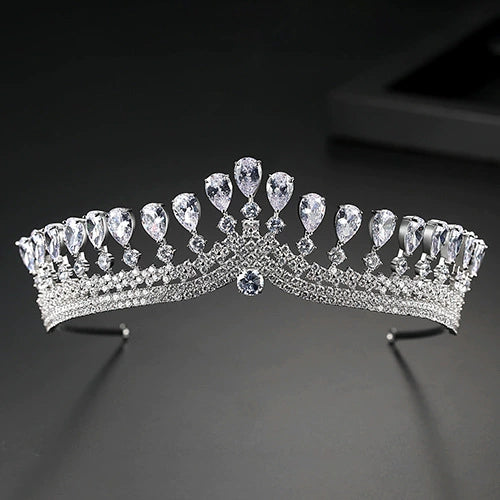 Women's Copper Headband With Inlaid Zircon Drop Details Retro Electroplated Wedding Crown Hair Accessory