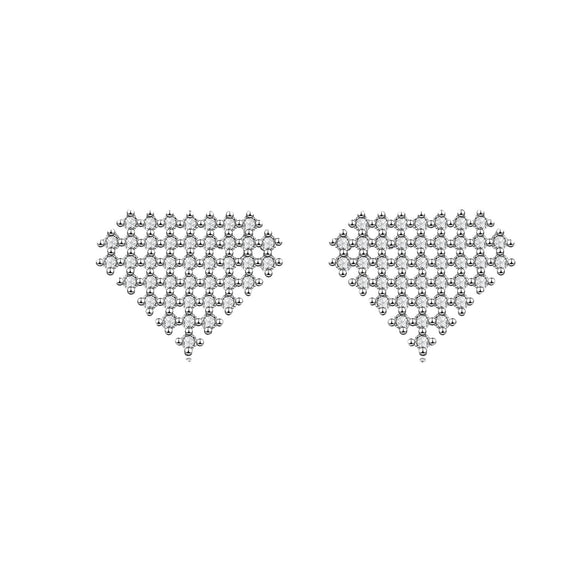 Women's Copper Heart And Water Drop Zircon Inlaid Earrings And Necklace Set With O Chain Sweet Cute Natural Style Jewelry