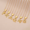 Women's Copper Heart Letter Pendant Necklace With Colorful Zircon And Letter Pattern