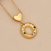 Women's Copper Heart Letter Pendant Necklace With Colorful Zircon And Letter Pattern