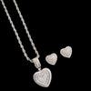 Women's Copper Heart Pendant Necklace And Earring Set With Water Drop And Bell Details Electroplated Fashion Jewelry