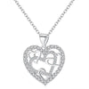 Women's Copper Heart Pendant Necklace With Hollow Design And Zircon Mixed Gemstone Inlay O Chain Fresh Style