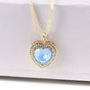 Women's Copper Heart Pendant Necklace With Zircon Inlay Water Wave Chain Electroplated Simple Elegant Classic Jewelry