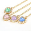 Women's Copper Heart Pendant Necklace With Zircon Inlay Water Wave Chain Electroplated Simple Elegant Classic Jewelry