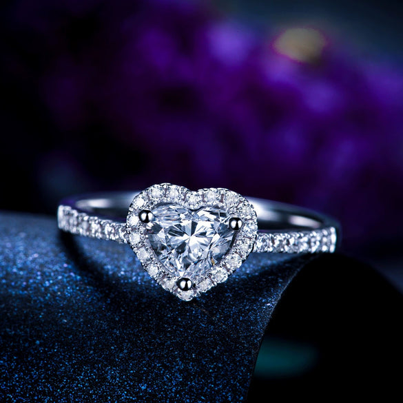 Women's Copper Heart Ring With Micro Set Diamond Accent Electroplated Trendy Love Style Hand Jewelry
