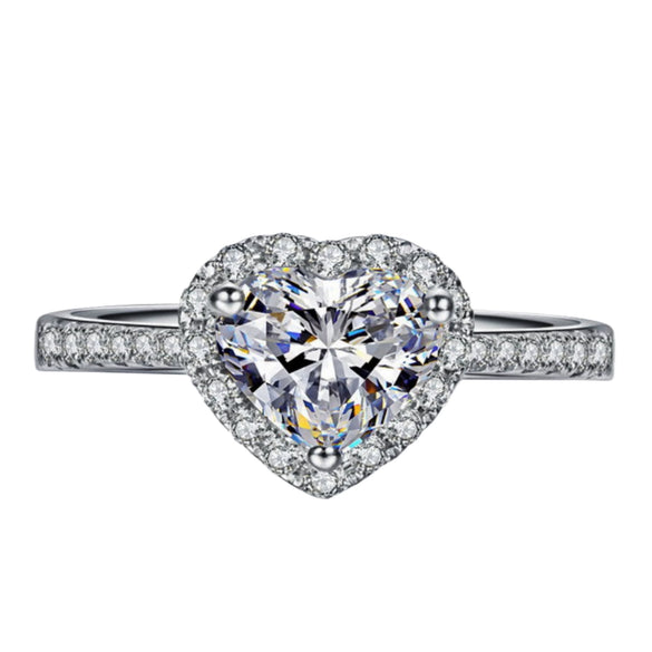 Women's Copper Heart Ring With Micro Set Diamond Accent Electroplated Trendy Love Style Hand Jewelry