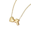 Women's Copper Heart Shaped Cross Pendant Necklace With Electroplated Geometric Design Sweet And Cool Clavicle Chain