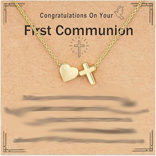Women's Copper Heart Shaped Cross Pendant Necklace With Electroplated Geometric Design Sweet And Cool Clavicle Chain